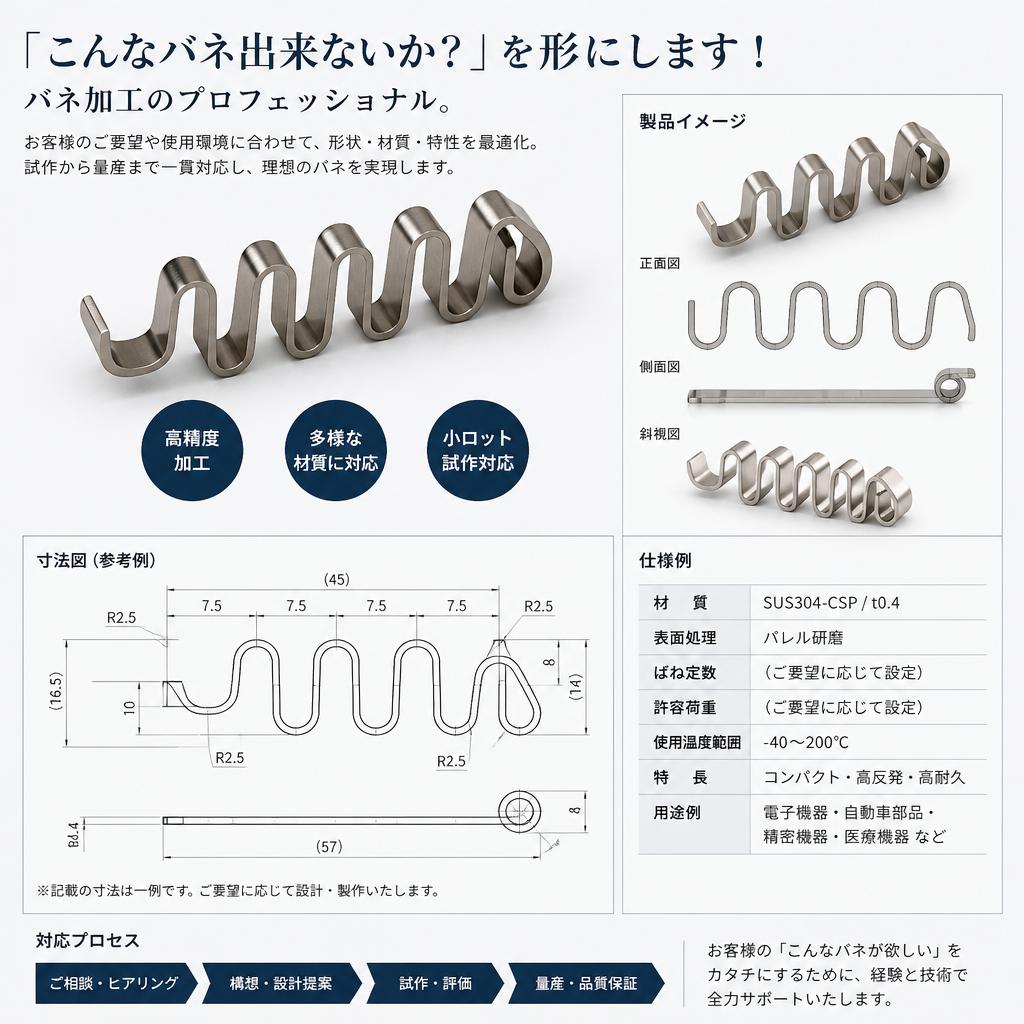 「こんなバネ出来ないか？」を形にします！バネ加工のプロフェッショナル。